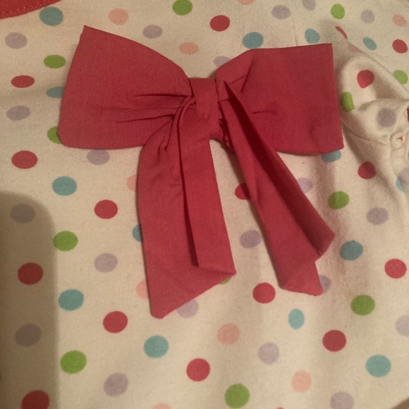Girls Polka Dot Flower Rabbit Bunny Pink White Dres Bow Embroidered 5 6 Small - Picture 4 of 9